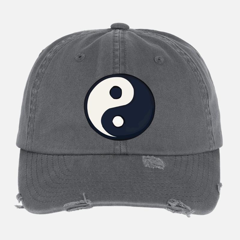 YinYang Dark Blue Contrast Flexfit Vintage Destroyed Cap