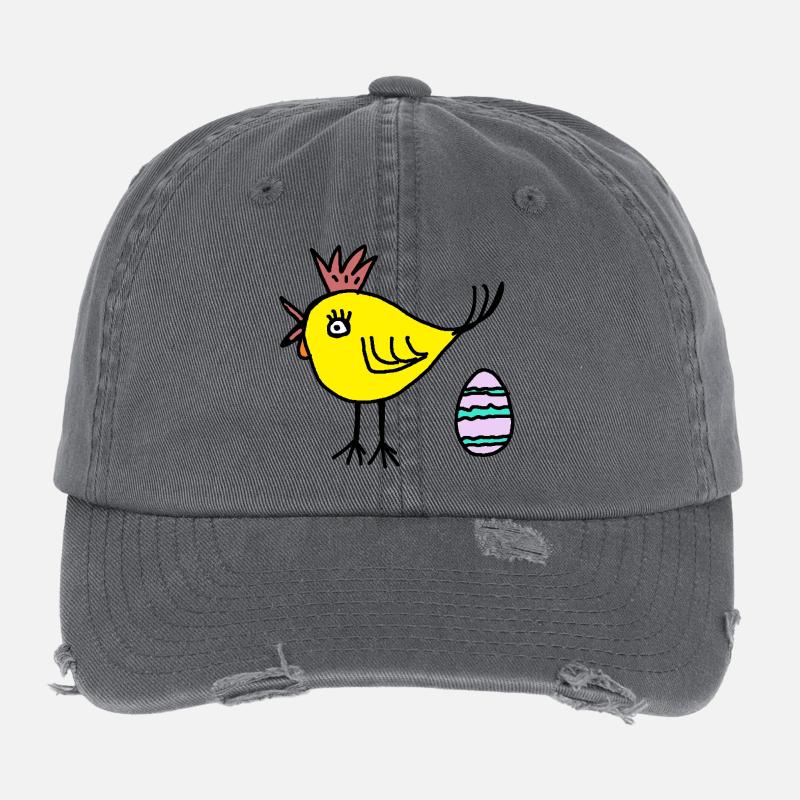 Chicken Chick Egg Easter Easter Egg Kids - Flexfit Vintage Destroyed Cap - dark grey