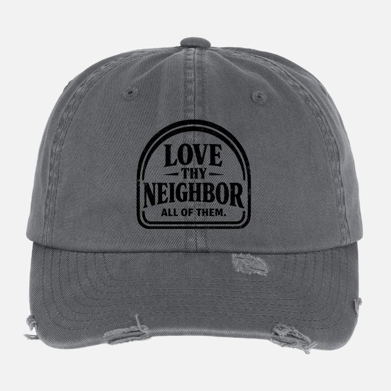 Liebe deine nächste Vintage-Wohltätigkeits-Friedensbotschaft Flexfit Vintage Destroyed Cap