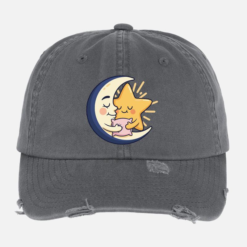 Moon and Star Cuddle Friend Flexfit Vintage Destroyed Cap