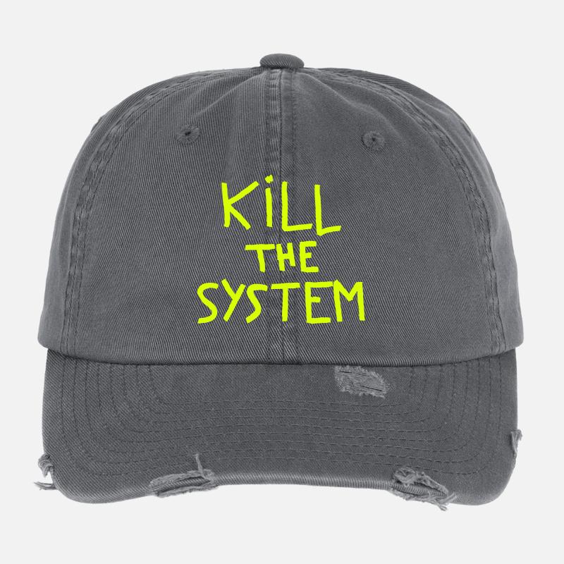kill the system Flexfit Vintage Destroyed Cap