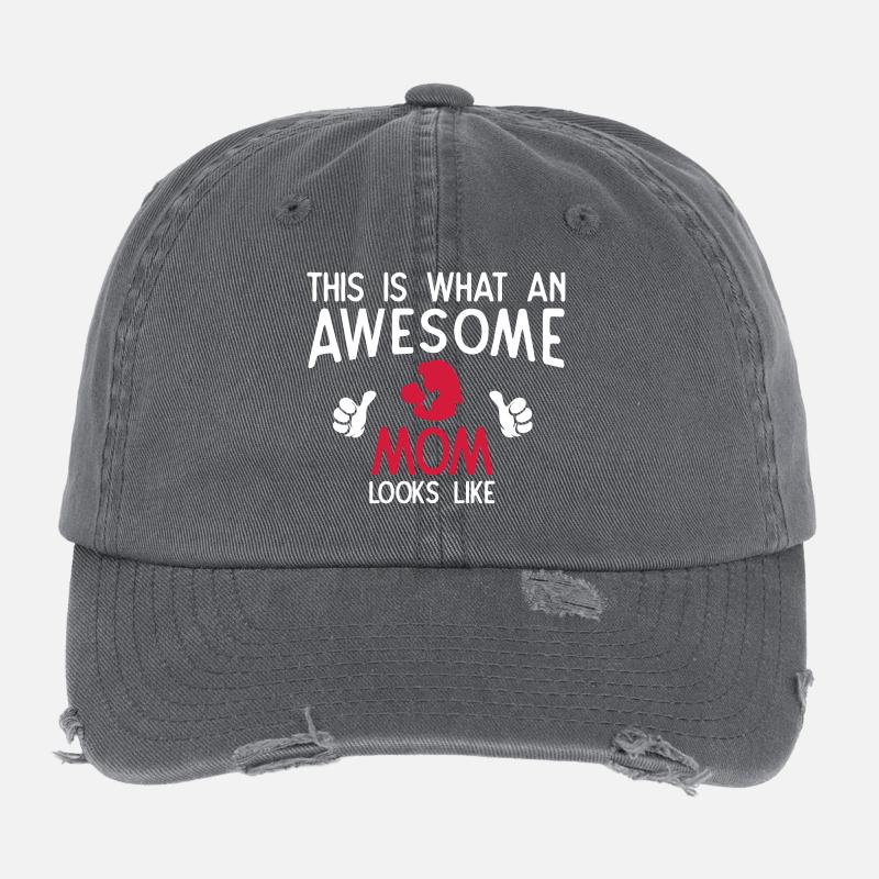 Awesome Mom Flexfit Vintage Destroyed Cap