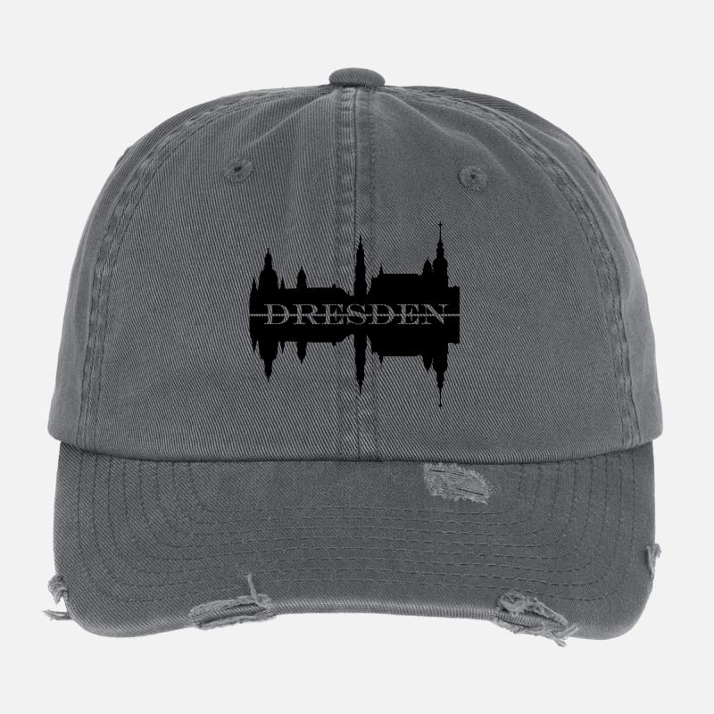Silhouette de skyline de Dresde Casquette vintage effet usé Flexfit