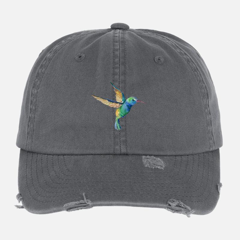 Humming Bird Lovers Bird Watcher Gift Design Flexfit Vintage Destroyed Cap