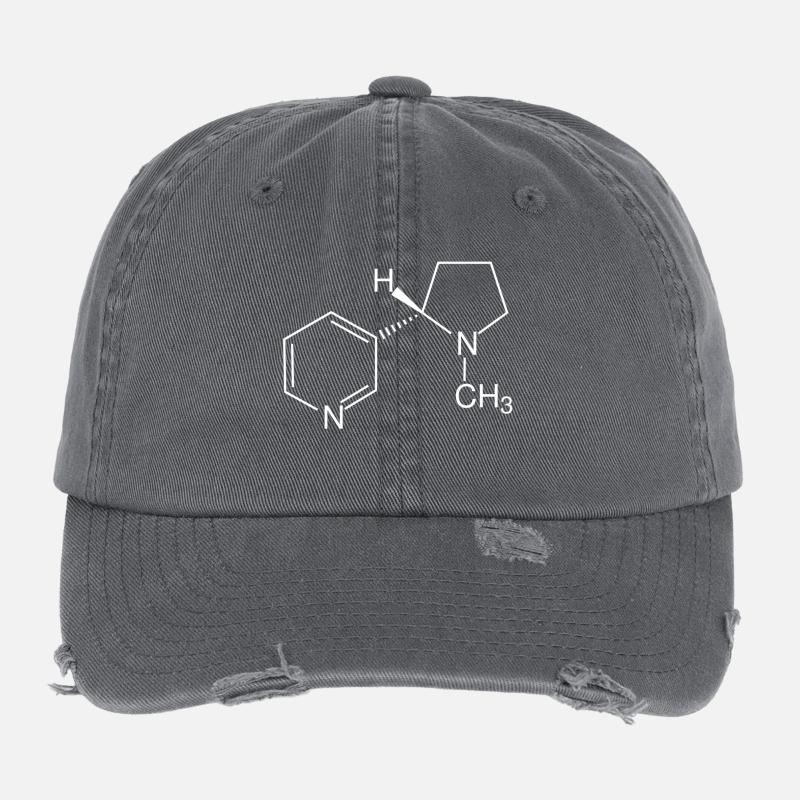 Nicotine structural formula Flexfit Vintage Destroyed Cap