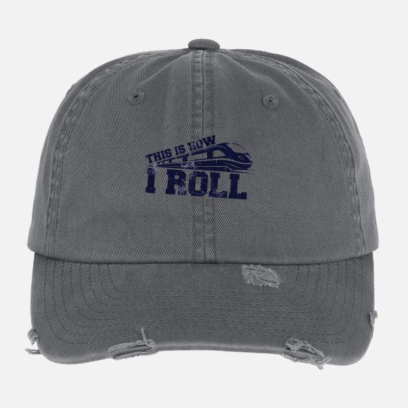 Train driver, train conductor, railway, subway, ICE, train Flexfit Vintage Destroyed Cap