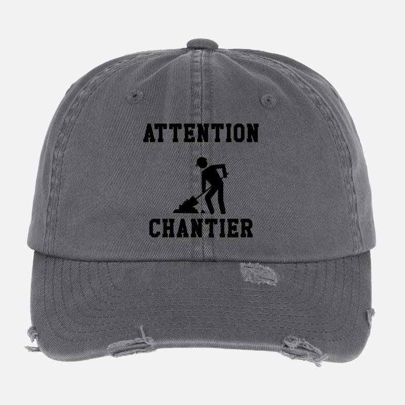 Attention Chantier Casquette vintage effet usé Flexfit