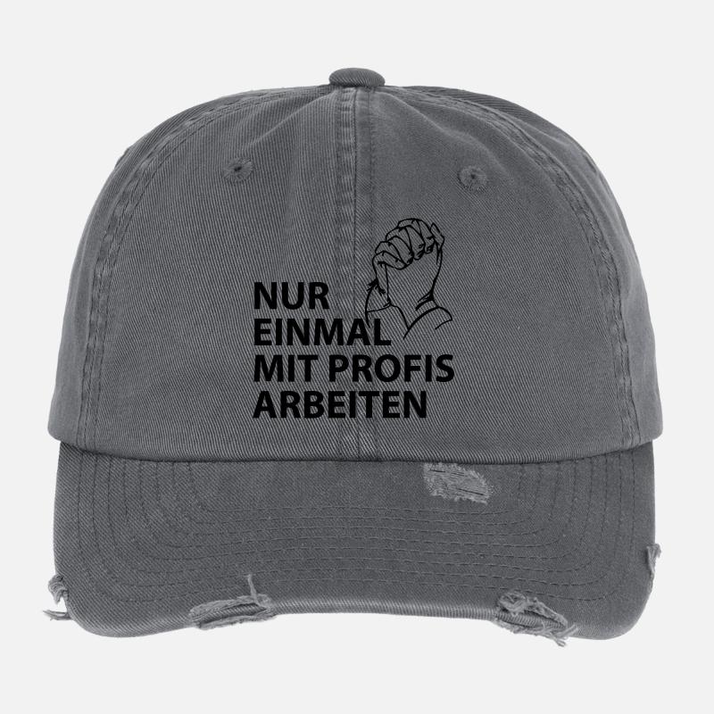 nur einmal mit profis arbeiten - Flexfit Vintage Destroyed Cap - Dunkelgrau