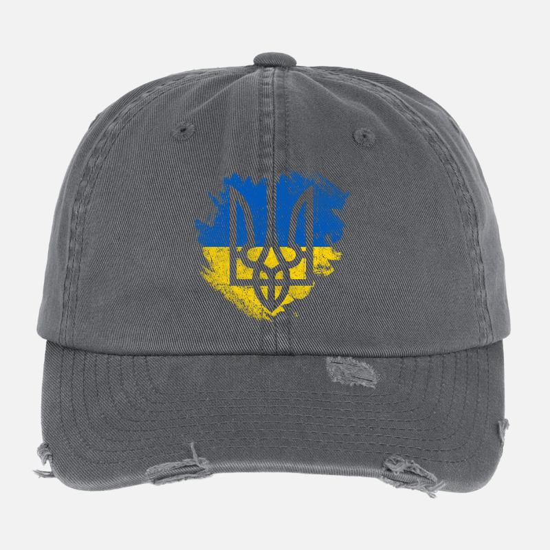 Drapeau trident ukrainien Brush Casquette vintage effet usé Flexfit