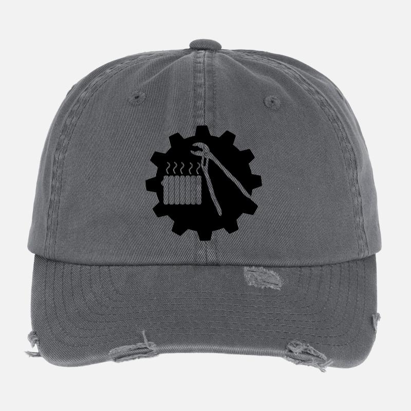 Logo de mécanicien de chauffage de travail d’équipe dans l’engrenage Casquette vintage effet usé Flexfit