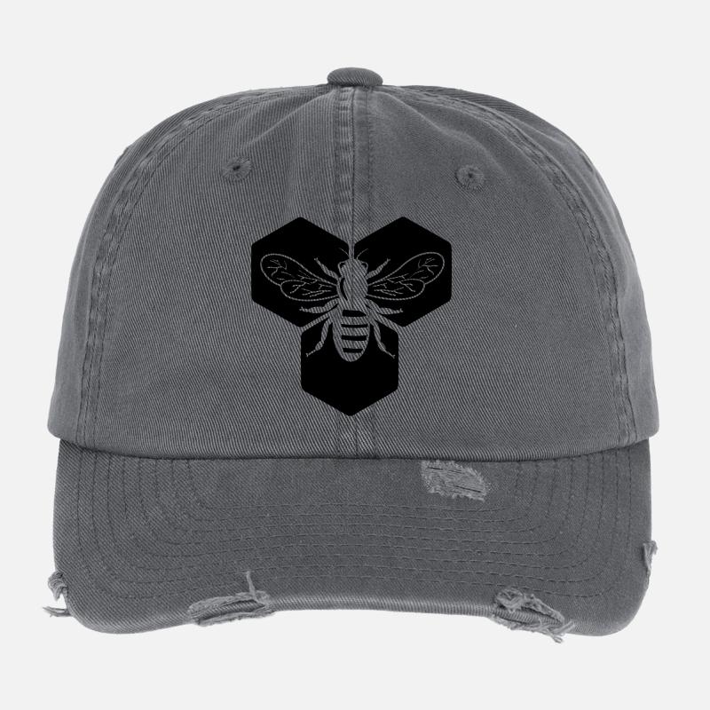 Bee in honeycomb Flexfit Vintage Destroyed Cap