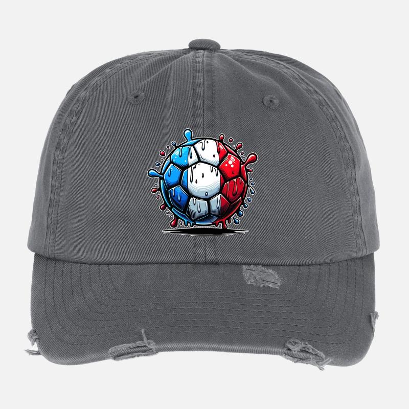 Imprimé abstrait de baskets aux couleurs du drapeau - Casquette vintage effet usé Flexfit - charbon