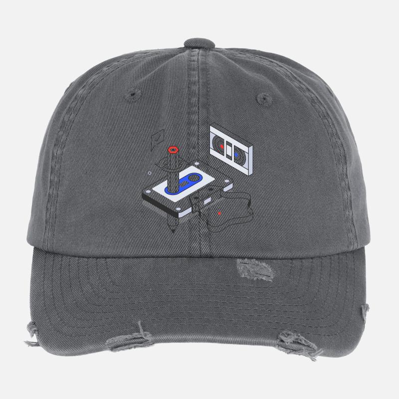 Retro, Vintage, Audio Cassette Flexfit Vintage Destroyed Cap