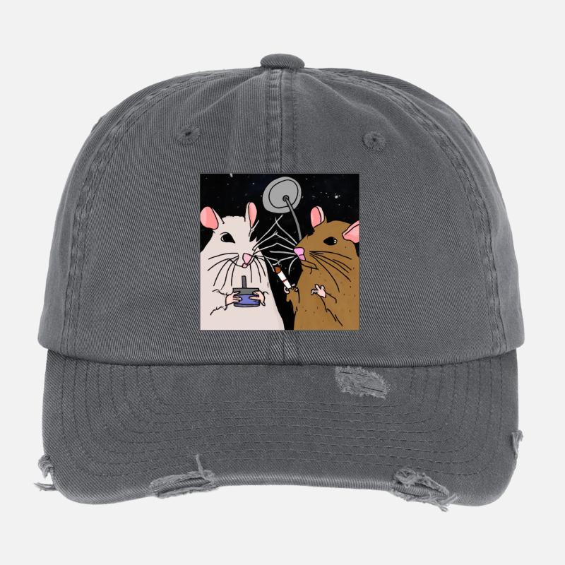 Rauchende Ratten im Weltraum. Flexfit Vintage Destroyed Cap
