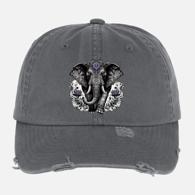 Elefant mit Kopfschmuck Flexfit Vintage Destroyed Cap