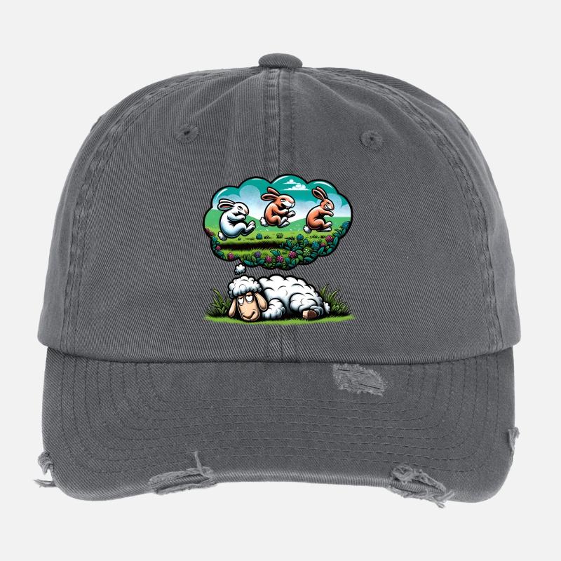 Schaf zählt Hasen – Lustiger Schlafhumor Flexfit Vintage Destroyed Cap