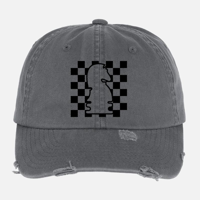 chess, horse, checkerboard, pattern, icon, graphic icon Flexfit Vintage Destroyed Cap