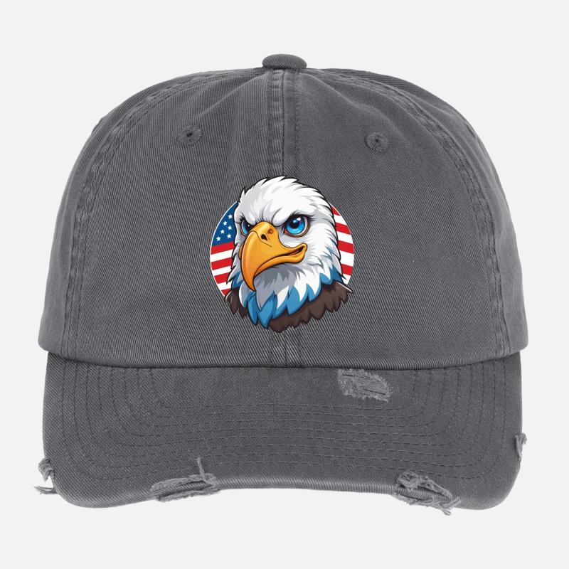 Drapeau des États-Unis Eaglehead Bald Eagle Casquette vintage effet usé Flexfit