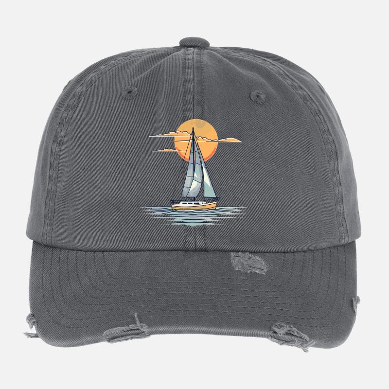 Segelboot Skizze Flexfit Vintage Destroyed Cap