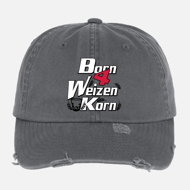 Wheat grain - born 4 grain - Party Fun --- Flexfit Vintage Destroyed Cap