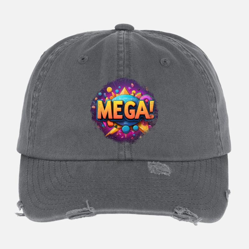 méga texte en 3D Casquette vintage effet usé Flexfit