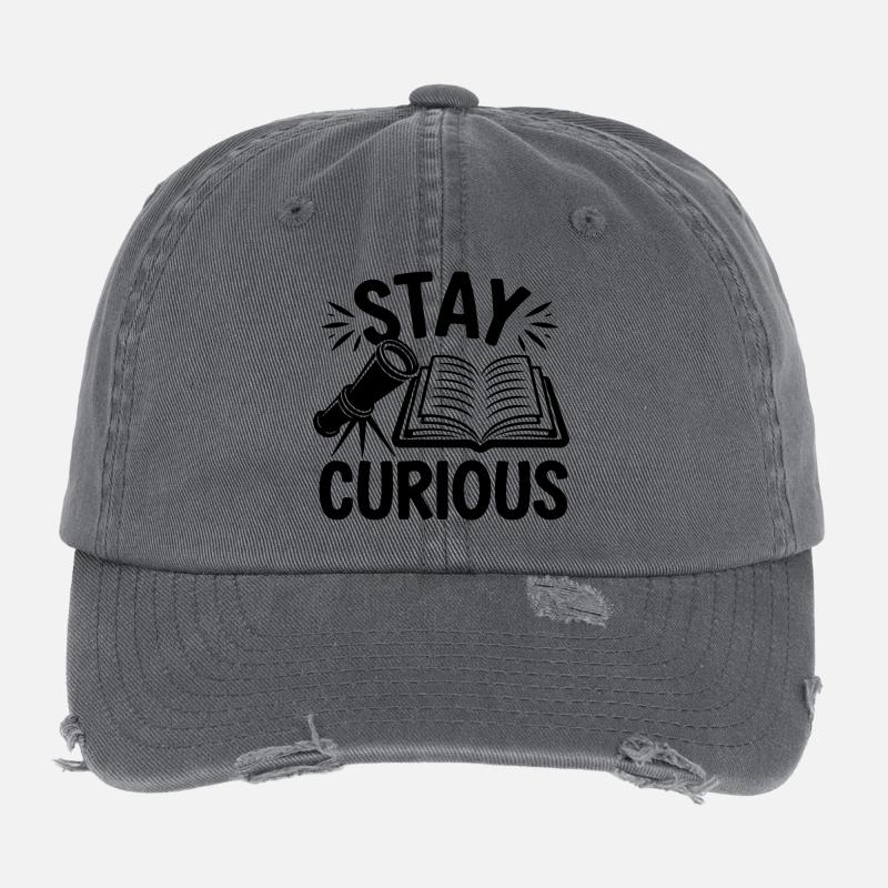 Bleib neugierig Motivation Flexfit Vintage Destroyed Cap