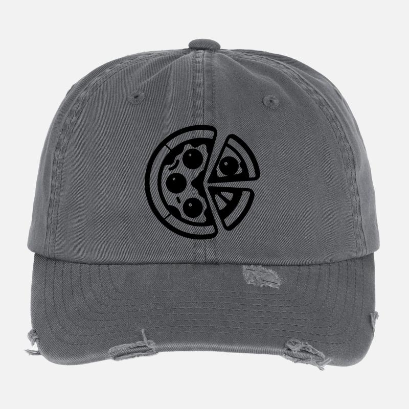 Pizza Zeichnung Flexfit Vintage Destroyed Cap