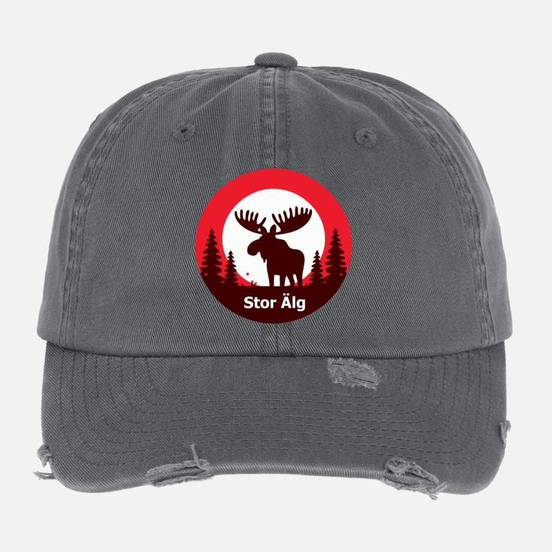 Stor älg - Flexfit Vintage Destroyed Cap - dark grey