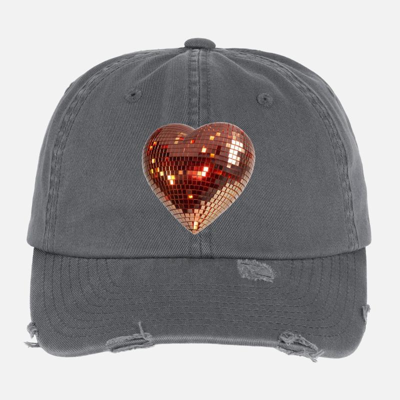 Heart of Disco, Diskokugel im Form eines Herzens Flexfit Vintage Destroyed Cap