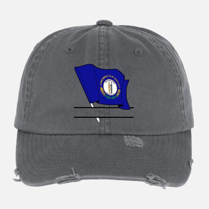 Kentucky flag text banner Flexfit Vintage Destroyed Cap