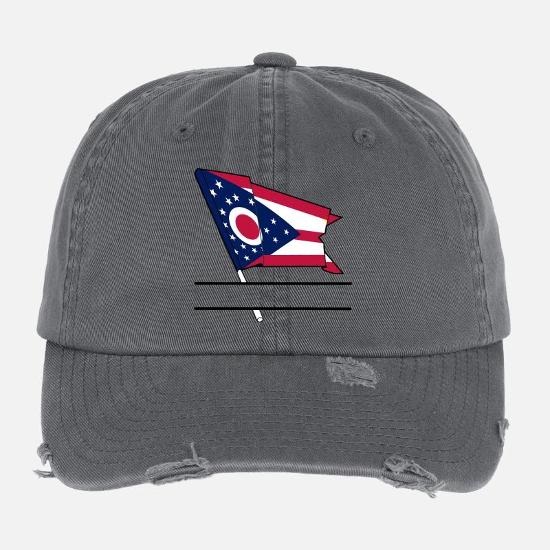 Bannière de texte Flag Ohio Casquette vintage effet usé Flexfit