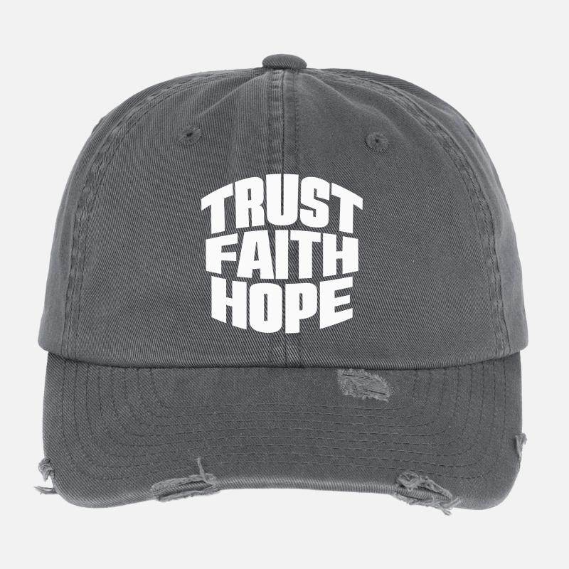Trust Faith Hope - Flexfit Vintage Destroyed Cap - dark grey