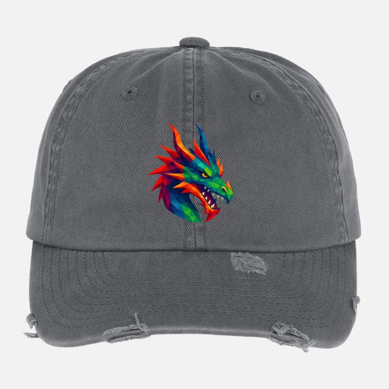 WPAP Stil Tiere - Drache Flexfit Vintage Destroyed Cap