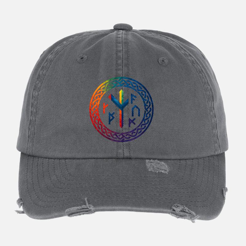 WPAP Polygon Stil - mythischer Runenring Flexfit Vintage Destroyed Cap