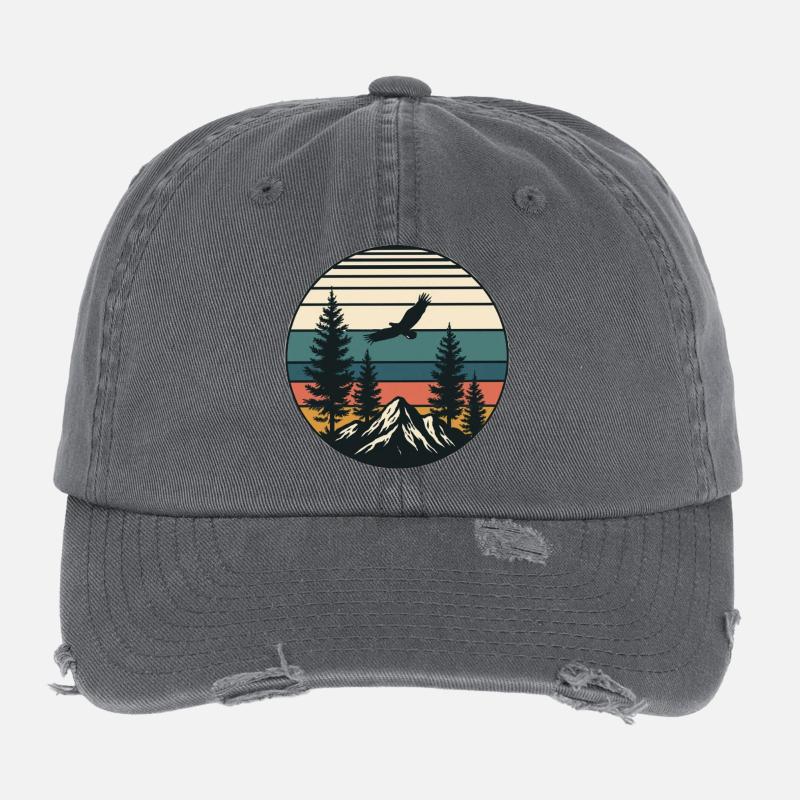 Retro Vintage Landscape Flexfit Vintage Destroyed Cap