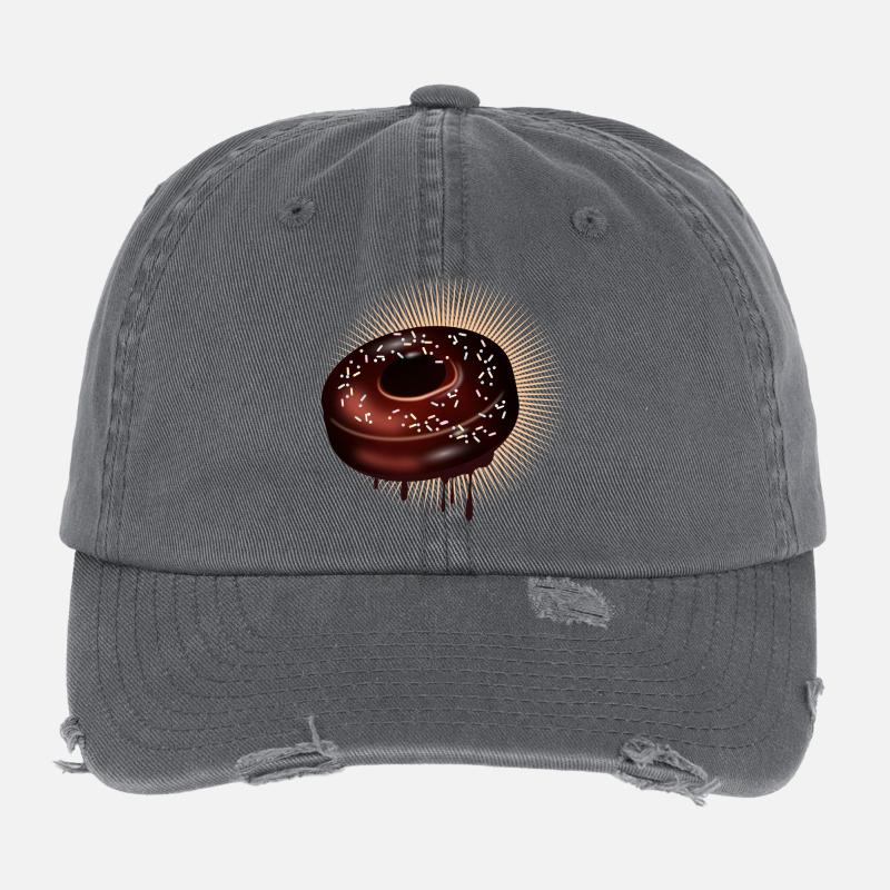Motif de beignet au chocolat avec glaçage et pépites Casquette vintage effet usé Flexfit