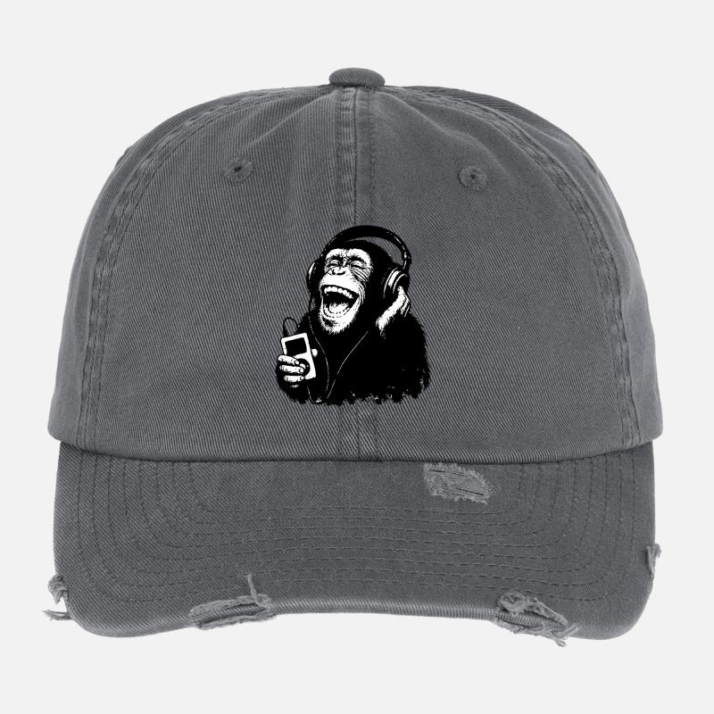 Le singe aime la musique | Casque Casquette vintage effet usé Flexfit