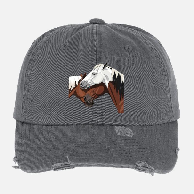 Impression de cheval élégant Casquette vintage effet usé Flexfit