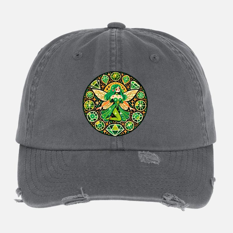 Smaragd-Fee-Mandala Flexfit Vintage Destroyed Cap