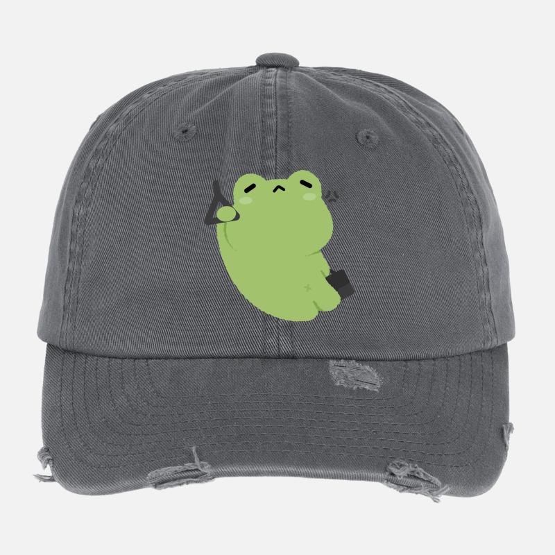 Tired Green Frog Commute Flexfit Vintage Destroyed Cap