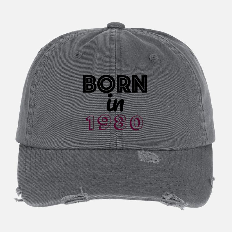 Né en 1980 Casquette vintage effet usé Flexfit