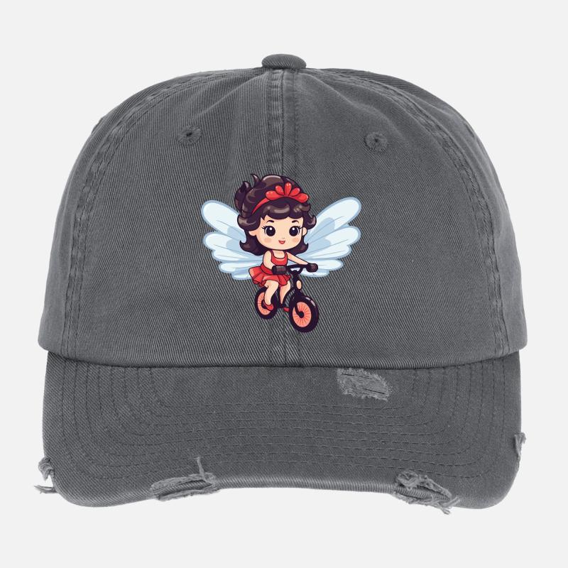 Fée mignon vélo bande dessinée Casquette vintage effet usé Flexfit