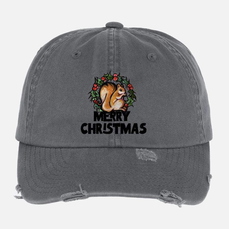 écureuil parmi la couronne de houx Casquette vintage effet usé Flexfit