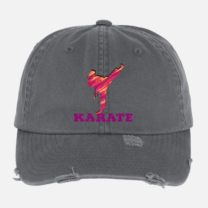 Karate Silhouette Color Explosion Flexfit Vintage Destroyed Cap