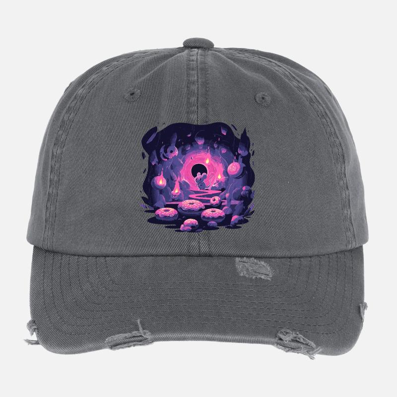 Grotte de souris néon avec beignets Casquette vintage effet usé Flexfit