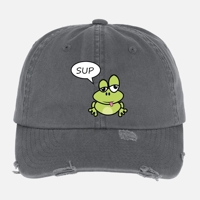 Kleiner Frosch sagt Sup Flexfit Vintage Destroyed Cap