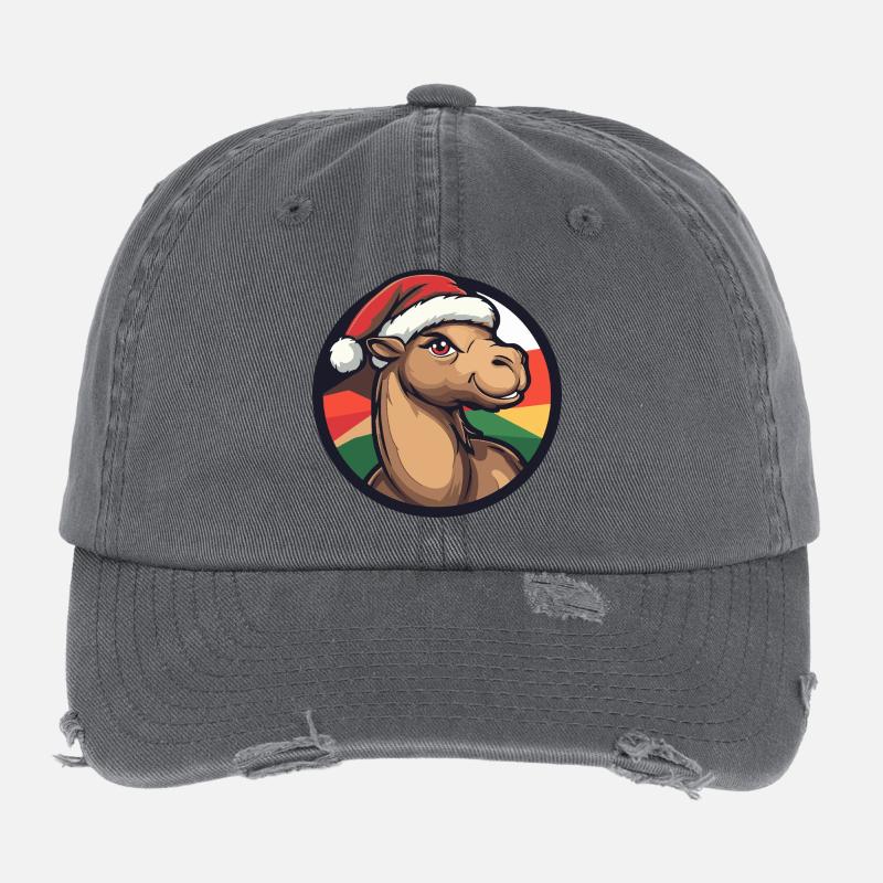 Kamel mit Weihnachtsmütze Flexfit Vintage Destroyed Cap