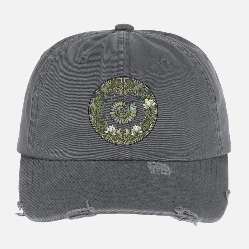 Ammonit Kreisrahmen mit Seegras Flexfit Vintage Destroyed Cap
