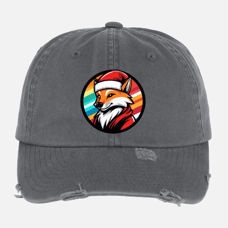 Fuchs im Santa-Look mit Regenbogen Flexfit Vintage Destroyed Cap