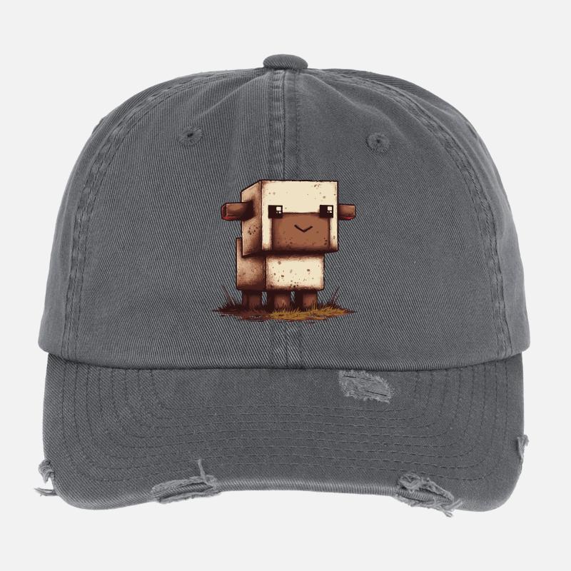 Pixel Sheep Retro Look Flexfit Vintage Destroyed Cap